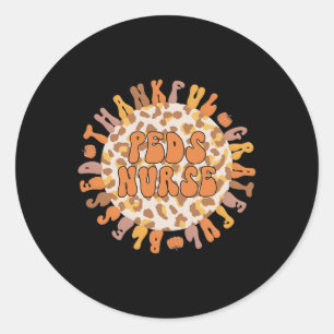 Adesivo Redondo Enfermeira de Ação de Graças Enfermeira Pediátrica