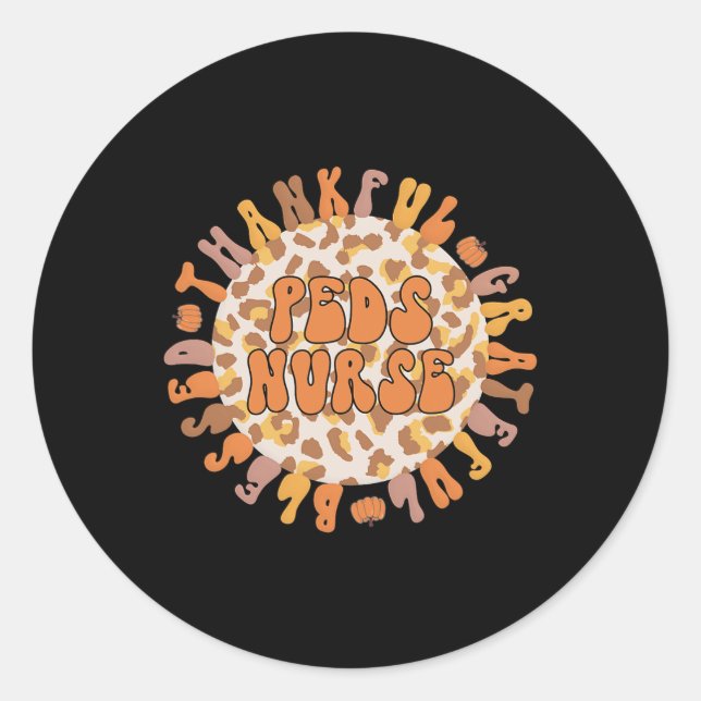 Adesivo Redondo Enfermeira de Ação de Graças Enfermeira Pediátrica (Frente)