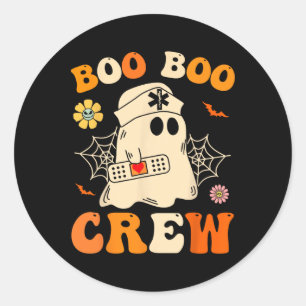 Adesivo Redondo Enfermeira de Boo Camisa Fantasma Retro Halloween