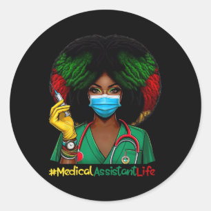 Adesivo Redondo Enfermeira de Istambul Médica Mulheres Afro Enferm