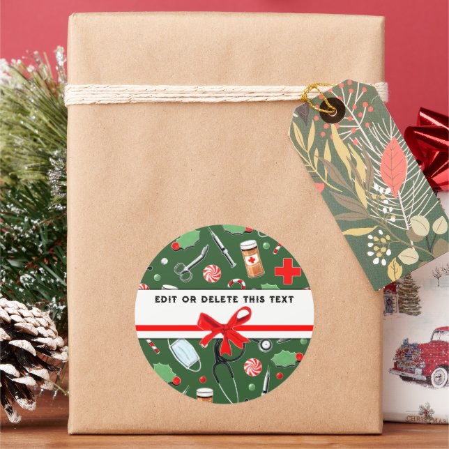 Adesivo Redondo Enfermeira de Natal (Feriado)