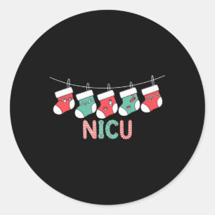 Adesivo Redondo Enfermeira de Natal Engraçada Neonatal Intensiva