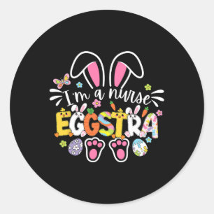 Adesivo Redondo Enfermeira de Páscoa bonita Eggstra Crews Bunny Me