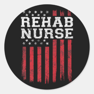 Adesivo Redondo Enfermeira de Rehab, Bandeira Americana, Patriota