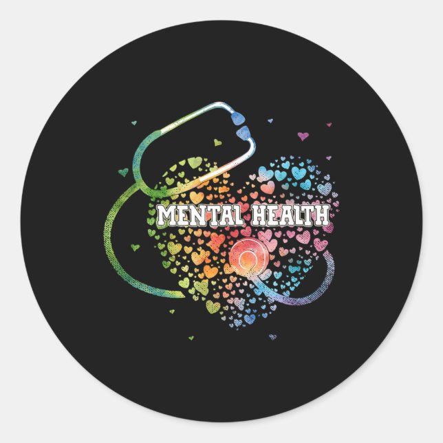 Adesivo Redondo Enfermeira de Saúde Mental Watercol Love Hearb Ste (Frente)