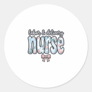 Adesivo Redondo Enfermeira de Trabalho e Parto Camisa Floral Vinta