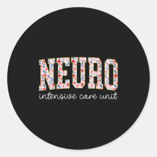 Adesivo Redondo Enfermeira de Uti Floral Neuro Cérebro Neurociênci