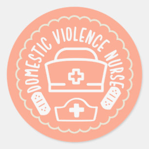 Adesivo Redondo Enfermeira de Violência Doméstica