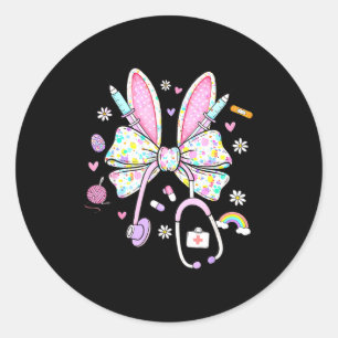 Adesivo Redondo Enfermeira dia de páscoa fofa coquete estetoscópio