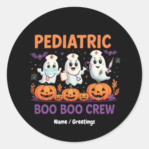 Adesivo Redondo Enfermeira do Halloween Crianças Boo Boo Crew Spoo