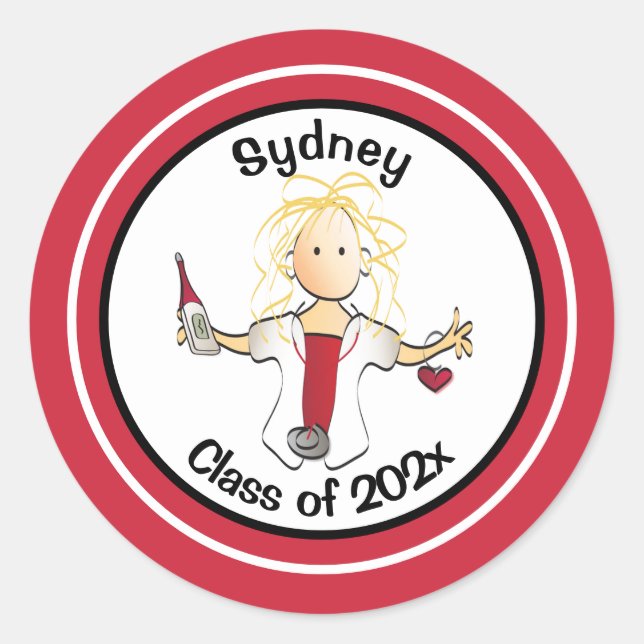 Adesivo Redondo Enfermeira Enfermeira Enfermeira Cartoon Red Black (Frente)