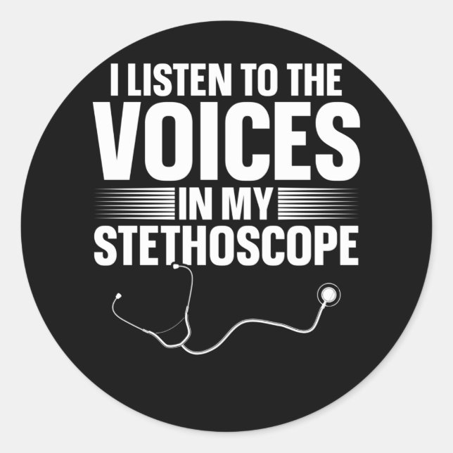 Adesivo Redondo Enfermeira Engraçada Estetoscópio Médico Piada (Frente)