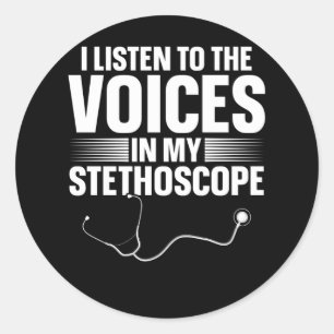Adesivo Redondo Enfermeira Engraçada Estetoscópio Médico Piada
