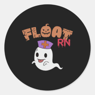 Adesivo Redondo Enfermeira flutuante Ghost Boo Crew Halloween Enfe