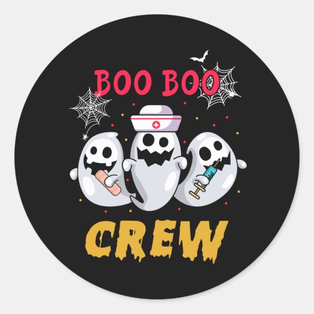 Adesivo Redondo Enfermeira Halloween Boo Boo Crew (Frente)