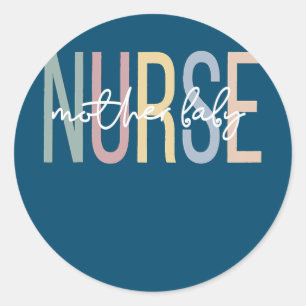 Adesivo Redondo Enfermeira-mãe Boho Postpartum Enfermeira