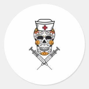 Adesivo Redondo Enfermeira Mexicana RN Costume Legal Hallo