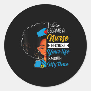 Adesivo Redondo Enfermeira Negra Afro-Legal História Negra