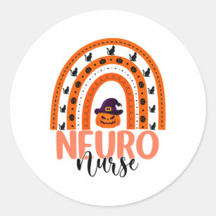 Adesivo Redondo Enfermeira Neuro Rainbow Halloween Figurume Neuros