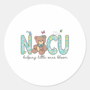 Adesivo Redondo Enfermeira Nicu Bear Primavera Nicu Ajudando Peque