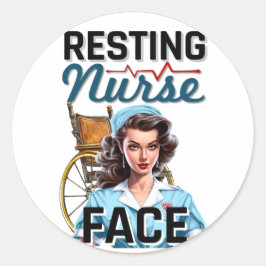 Adesivo Redondo Enfermeira Nostálgica Bonita Enfermeira Amortecida