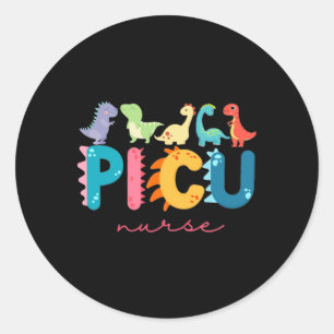 Adesivo Redondo Enfermeira Pediátrica Picu Dinossauros Equipe Picu