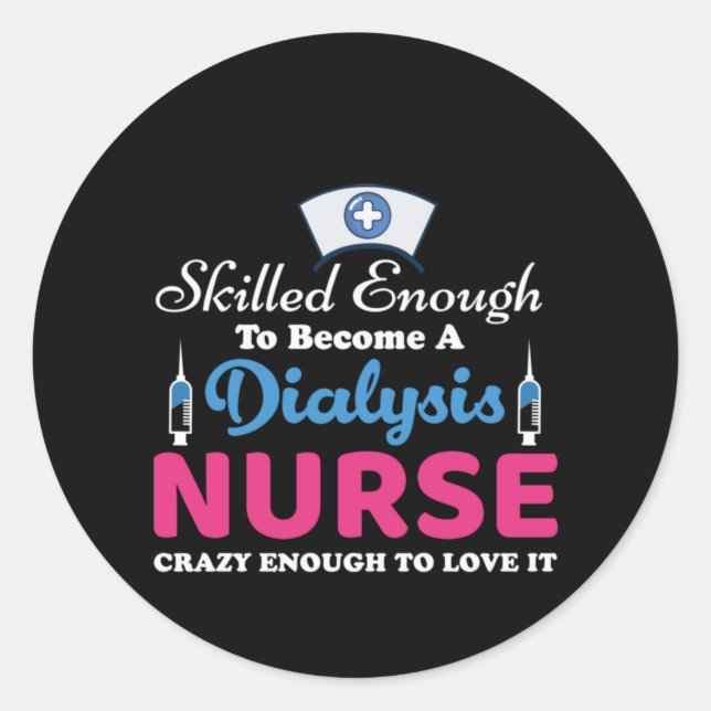 Adesivo Redondo Enfermeira Presente Em Diálise Enfermeira Louca (Frente)