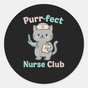 Adesivo Redondo Enfermeira Purfect Nurse Gata Enfermeira Enfermeir
