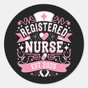 Adesivo Redondo Enfermeira Registrada Est 2025 Enfermeira Estudant