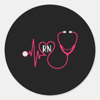 Adesivo Redondo Enfermeira Registrada Rn Batimento Cardíaco Ekg Es