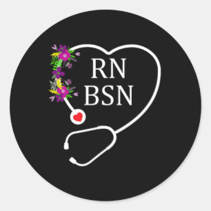 Adesivo Redondo Enfermeira Registrada Rn Bsn Enfermagem Estetoscóp