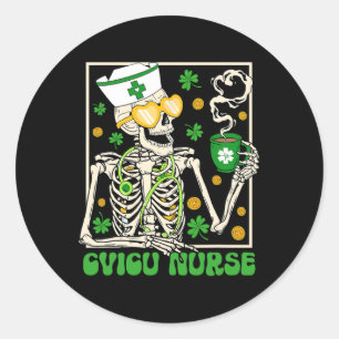 Adesivo Redondo Enfermeira Skeleton Cvicu Café Shamrock St Patrick