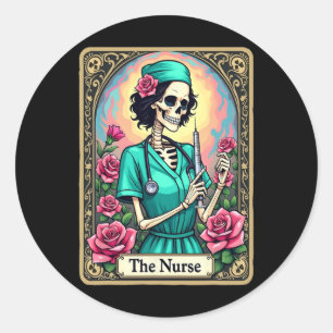 Adesivo Redondo Enfermeira Skeleton Tarot Card Enfermeira Enfermei