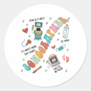 Adesivo Redondo Enfermeira Sonographer School Nurn S