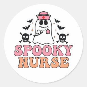 Adesivo Redondo Enfermeira Spooky Halloween Costume - Elegância Ee