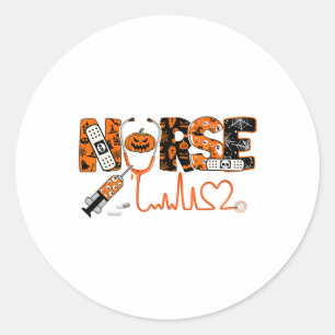 Adesivo Redondo Enfermeira Spooky Pumpkin Halloween Costume Rn Cna