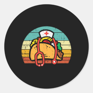 Adesivo Redondo Enfermeira Taco Stethoscope Cinco De Mayo Enfermei