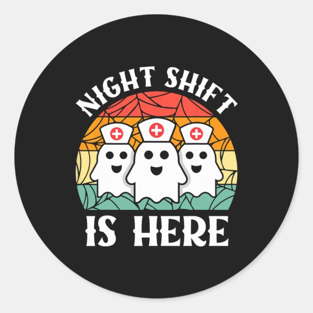 Adesivo Redondo Enfermeiras Homens Mulheres Turnos Noturnos Tripul (Frente)