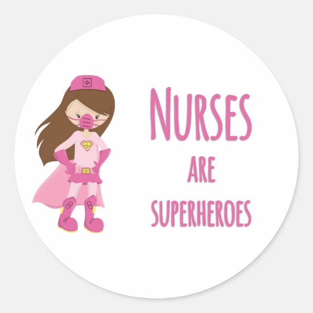 Adesivo Redondo Enfermeiras são super-heróis (Frente)