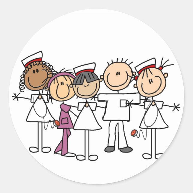 Adesivo Redondo Enfermeiras Semanas de T-shirts e presentes (Frente)