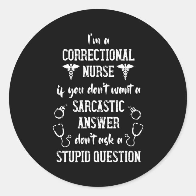 Adesivo Redondo Enfermeiro Corretivo de Resposta Correcional (Frente)