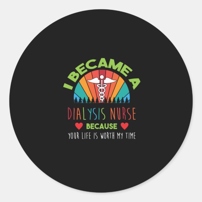 Adesivo Redondo Enfermeiro de Nefrologia Enfermeiro de Cota Diális (Frente)