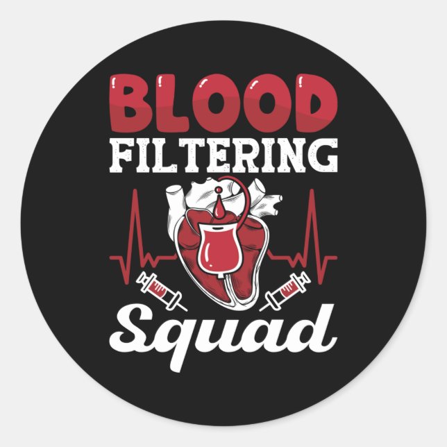 Adesivo Redondo Enfermeiro Diálise Filtragem Sanguínea Nefrologia (Frente)