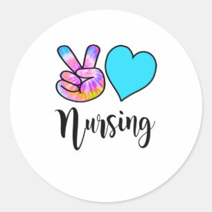 Adesivo Redondo Enfermeiro Divertido Oferece Paz Amor Enfermando T