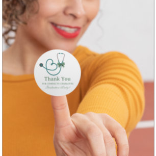 Adesivo Redondo Enfermeiro Doutor Festa de formatura Obrigado