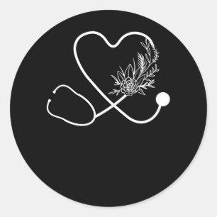 Adesivo Redondo Enfermeiro Estetoscópio Flor Hospital