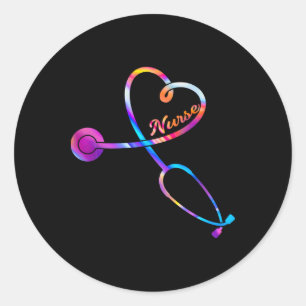 Adesivo Redondo Enfermeiro Estetoscópio Pulsação Ekg Enfermagem Es