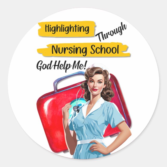 Adesivo Redondo Enfermeiro Retroativo Pinup_ Nursing Notas (Frente)