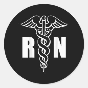Adesivo Redondo Enfermeiro Rn Caduceus Símbolo Médico Enfermeiro (