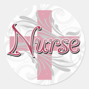 Adesivo Redondo Enfermeiro Rosa Cruzado/Rodo